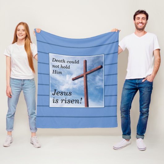 Couverture Polaire JÉSUS Bleu EST REPOSÉ Pâques (En situation)