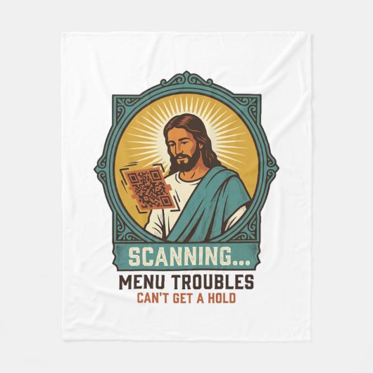 Couverture Polaire Jésus Code QR flou ne scannera pas Menu Humour Tec (Devant)