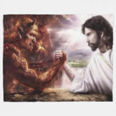Couverture Polaire JÉSUS contre le DIABLE (Devant (Horizontal))