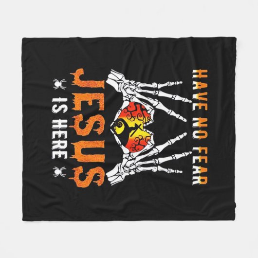 Couverture Polaire Jésus Est Coeur Squelette Main (Devant (Horizontal))