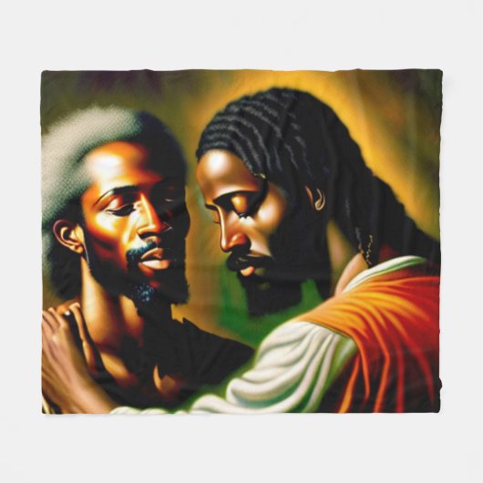 Couverture Polaire Jésus guérit un aveugle II Blanche en polaire (Devant (Horizontal))