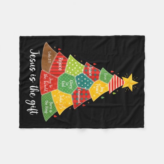 Couverture Polaire Jesus Is The Gift Christmas Tree Patchwork Scriptu (Devant (Horizontal))