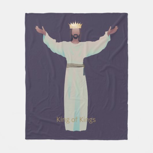 Couverture Polaire Jesus "King of Kings" Blanket, Christian Gifts (Devant)