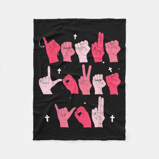 Couverture Polaire Jesus Loves You Asl Sign Language Christian Valent (Devant)