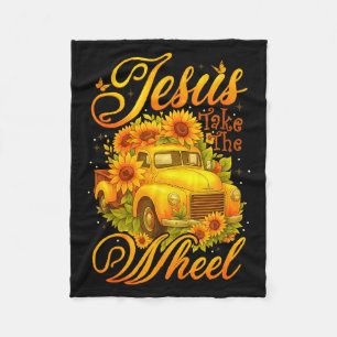 Couverture Polaire Jésus Prend Le Volant Tournesol Camion Vintage Chr