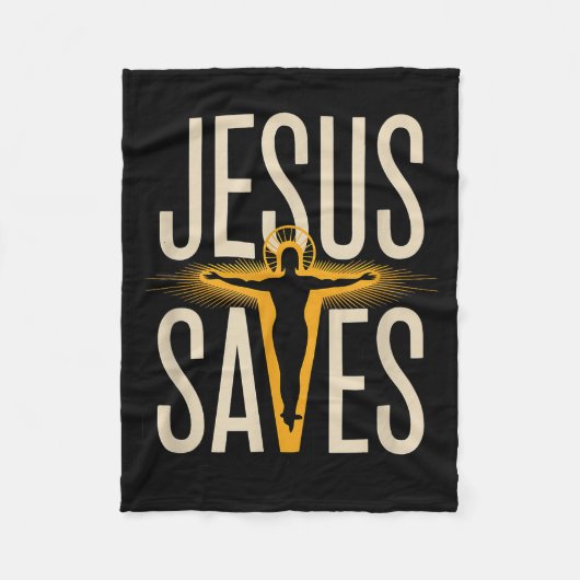 Couverture Polaire Jésus Sauve Foi Chrétienne Dévotion Croyant (Devant)