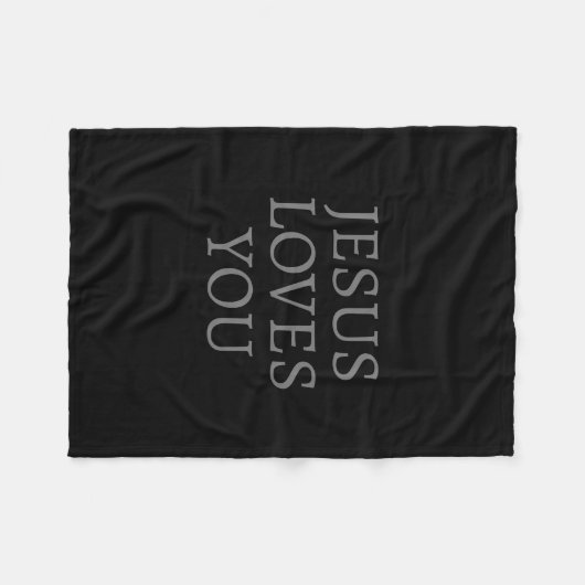 Couverture Polaire Jésus t'aime | Noir et gris foncé (Devant (Horizontal))