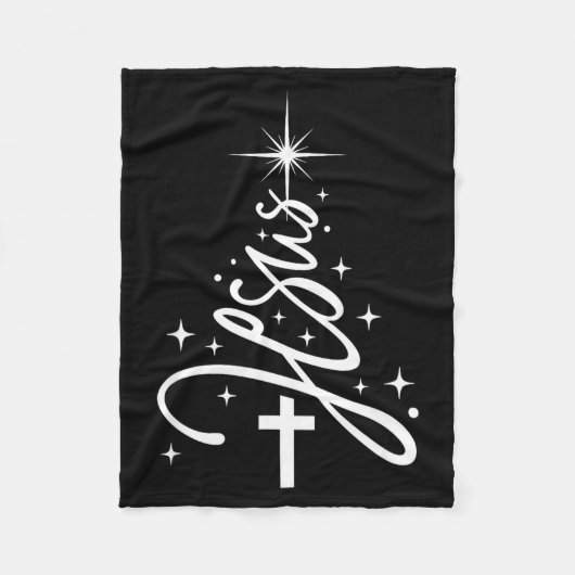 Couverture Polaire Jesus Tree Christian Christmas Faith Snowflakes Cr (Devant)