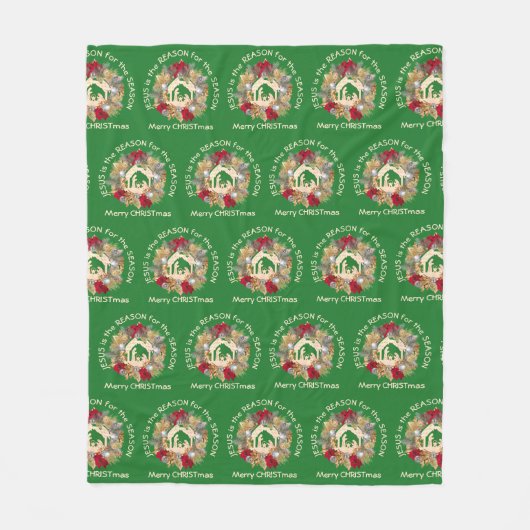 Couverture Polaire JÉSUS Vert LA RAISON Nativité des germes de Noël (Devant)