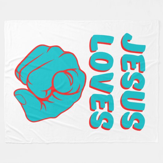 Couverture Polaire Jésus vous aime Citation basée sur la foi (Devant (Horizontal))