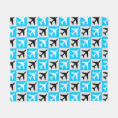 Couverture Polaire Jets d'aviation bleu géométrique (Devant (Horizontal))
