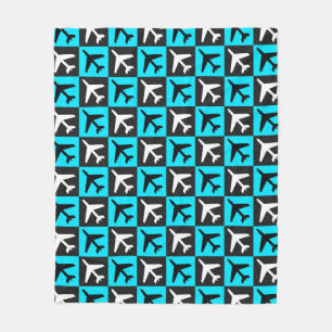 Couverture Polaire Jets d'aviation bleu géométrique