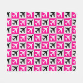 Couverture Polaire Jets d'aviation géométriques rose (Devant (Horizontal))