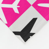Couverture Polaire Jets d'aviation géométriques rose (Coin)