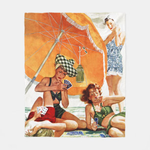 Couverture Polaire Jeu de carte à la plage par Alex Ross