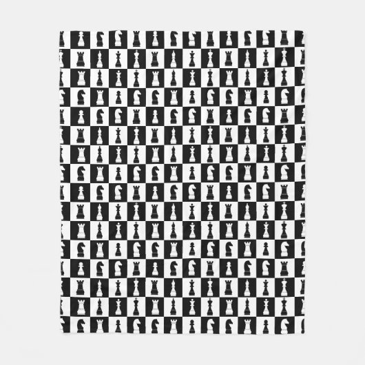 Couverture Polaire Jeu d'échecs noir classique Figures Motif (Devant)