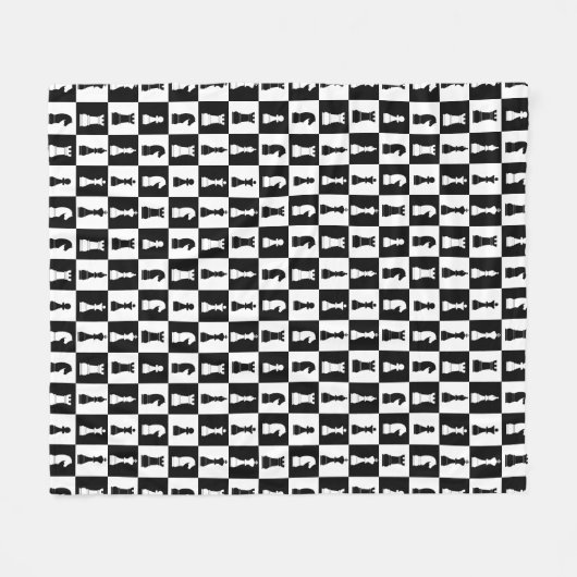 Couverture Polaire Jeu d'échecs noir classique Figures Motif (Devant (Horizontal))