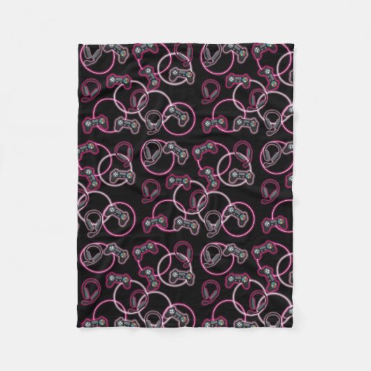 Couverture Polaire Jeu vidéo Neon Rose Girls Motif (Devant)