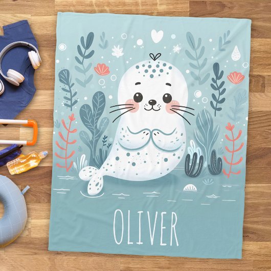 Couverture Polaire Jeune phoque fantaisiste mignon