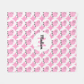 Couverture Polaire Jeunes enfants monogrammes Motif de cochon rose (Devant (Horizontal))