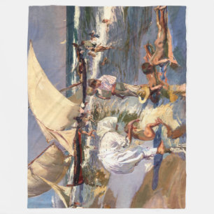 Couverture Polaire Joaquin Sorolla - Valencia Beach by Morning Light
