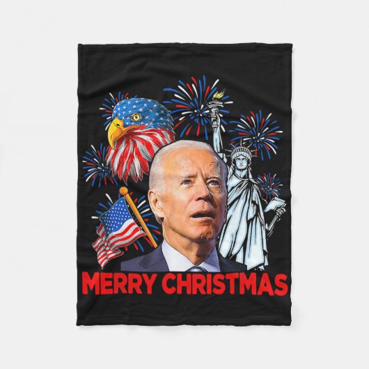 Couverture Polaire Joe Biden Confus Patriotique Joyeux Noël Pour 4 (Devant)