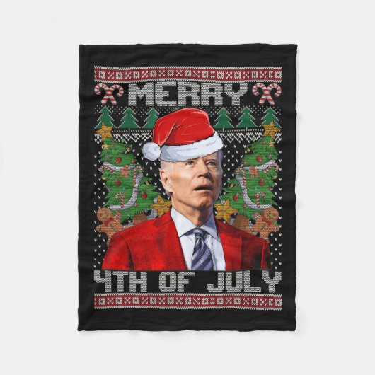 Couverture Polaire Joe Biden Joyeux Noël 4 juillet Laid Pour Qui (Devant)