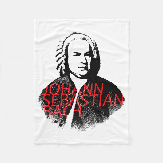 Couverture Polaire Johann Sebastian Bach portrait et lettres rouges (Devant)