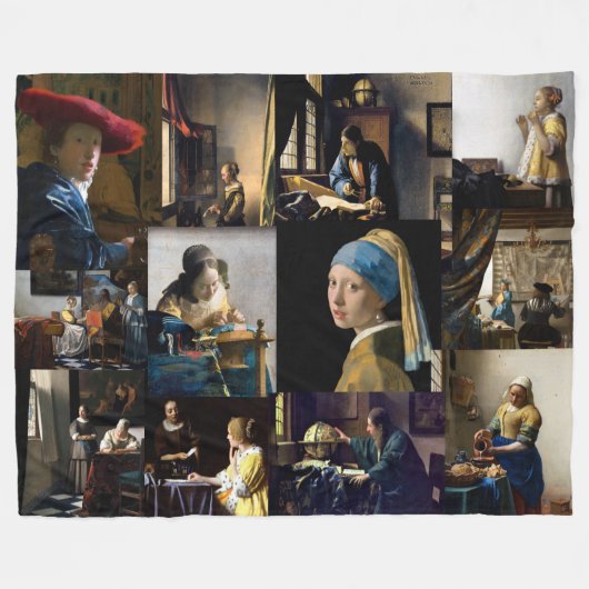 Couverture Polaire Johannes Vermeer - Patchwork de chefs-d'oeuvre (Devant (Horizontal))