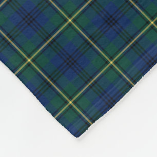 Couverture Polaire Johnston Clan Blue, Green et Yellow Tartan