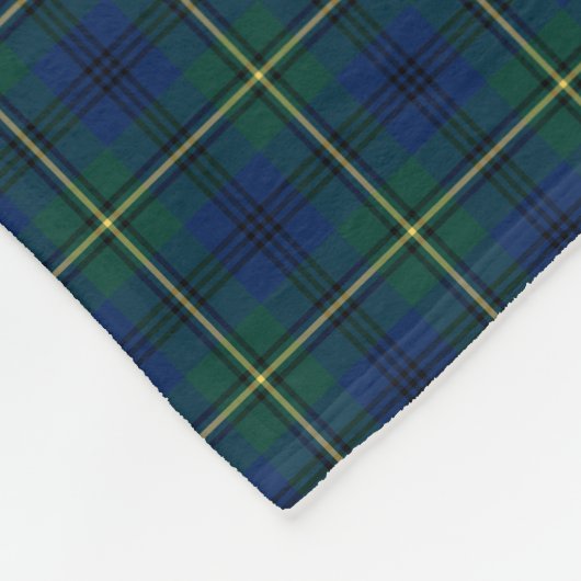 Couverture Polaire Johnston Clan Blue, Green et Yellow Tartan (Coin)