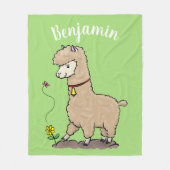 Couverture Polaire Joli alpaga joyeux avec dessin animé de papillon (Devant)