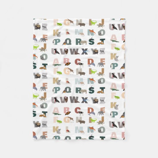 Couverture Polaire Joli Alphabet ABC Animaux (Devant)