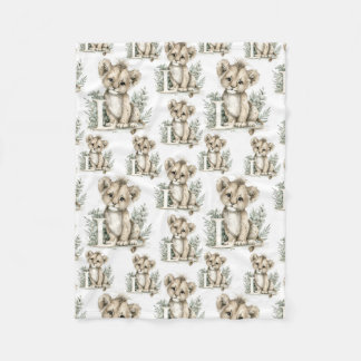 Couverture Polaire Joli alphabet d'animaux bébé aquarelle Lion