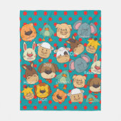 Couverture Polaire Joli animal ferme points rouges bleu enfants (Devant)
