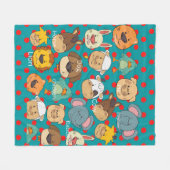 Couverture Polaire Joli animal ferme points rouges bleu enfants (Devant (Horizontal))