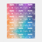 Couverture Polaire Joli arc-en-ciel répéter nom personnalisé girly (Devant)