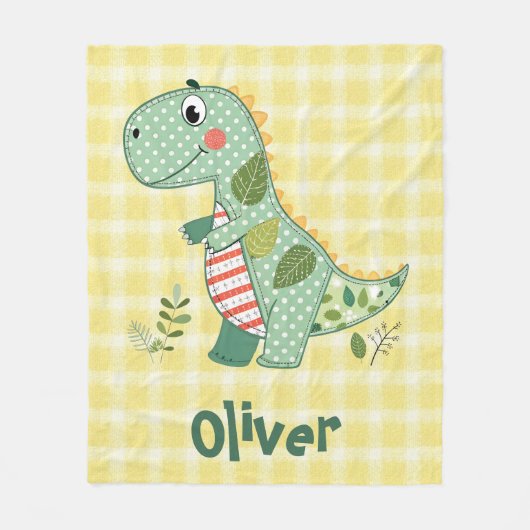 Couverture Polaire Joli bébé dinosaure en patchwork (Devant)