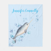 Couverture Polaire Joli bébé océan garçon Narwhal & bulles cadeau (Devant)