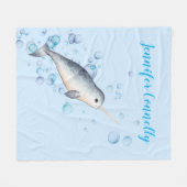 Couverture Polaire Joli bébé océan garçon Narwhal & bulles cadeau (Devant (Horizontal))