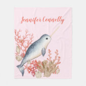 Couverture Polaire Joli bébé océanique Narwhal et coquillages (Devant)