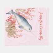 Couverture Polaire Joli bébé océanique Narwhal et coquillages (Devant (Horizontal))