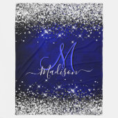 Couverture Polaire Joli bleu royal argent faux parties scintillant mo (Devant)