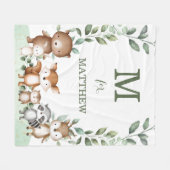 Couverture Polaire Joli Bois Animaux Végétation Monogramme Bébé (Devant (Horizontal))