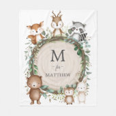 Couverture Polaire Joli Bois Animaux Végétation Monogramme Personnali (Devant)