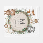 Couverture Polaire Joli Bois Animaux Végétation Monogramme Personnali (Devant (Horizontal))