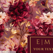 Couverture Polaire Joli Brousse Bourgogne Or Aquarelle Florale