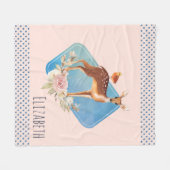 Couverture Polaire Joli Brown avec des oiseaux et des Roses (Devant (Horizontal))