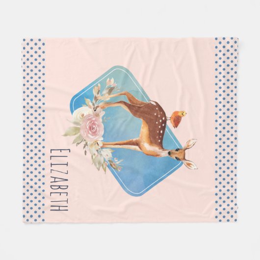 Couverture Polaire Joli Brown avec des oiseaux et des Roses (Devant (Horizontal))