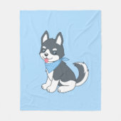Couverture Polaire Joli Cartoon Husky Chien chiot (Devant)